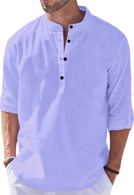 LIRMO Men Self Design Straight Kurta(Blue)