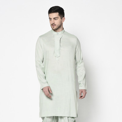 DEYANN Men Solid Straight Kurta(Light Green)