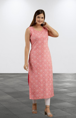 SHYAMAJIFASHION Women Printed A-line Kurta(Pink)