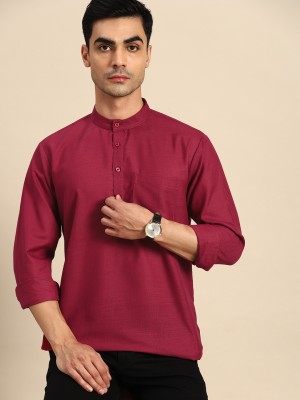 ANOUK Men Solid Straight Kurta(Maroon)