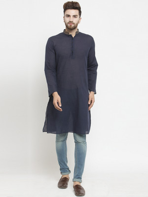 Moda Rapido Men Solid Straight Kurta(Dark Blue)