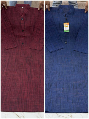 AA ENTERPRISES Men Self Design Straight Kurta(Red)