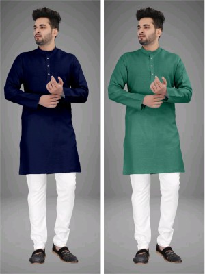 TRUST OUS Men Solid Straight Kurta(Multicolor)