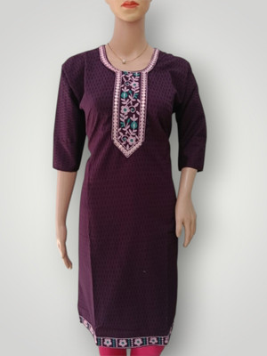 Josh Women Embroidered Straight Kurta(Purple)