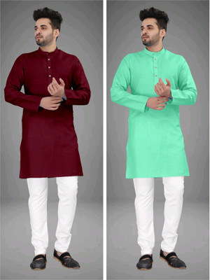 TRUST OUS Men Solid Straight Kurta(Multicolor)