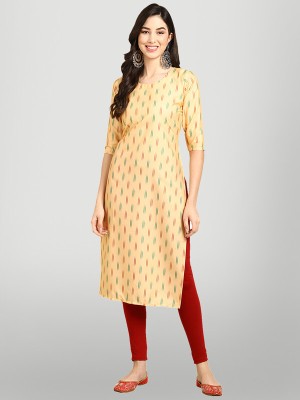 1 Stop Fashion Women Printed Straight Kurta(Yellow, Green, Brown)