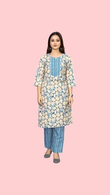 DEVANGIFASHION Women Printed Straight Kurta(Blue)