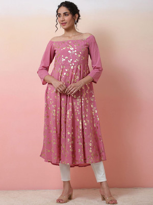 Sangria Women Embellished Anarkali Kurta(Pink)
