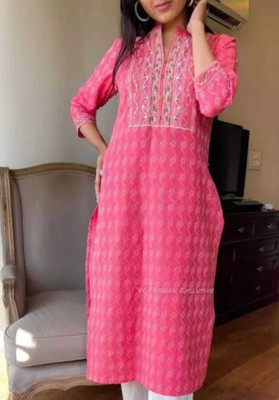 Arsh collection Women Embellished A-line Kurta(Pink)