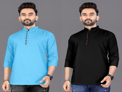click n buy Men Solid Asymmetric Kurta(Multicolor)
