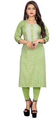 Vijay Laxmi Garments Women Embroidered Straight Kurta(Green)