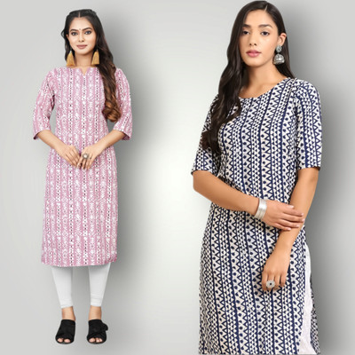 HouseOfCommon Women Self Design, Printed Straight Kurta(Multicolor)