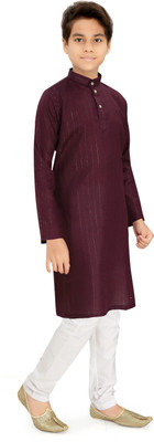 Liten Boys Solid Straight Kurta(Purple)