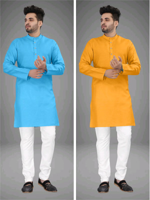 click n buy Men Solid Straight Kurta(Multicolor)