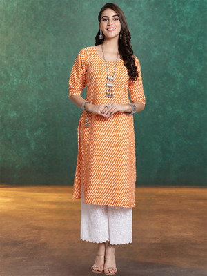 1 Stop Fashion Women Self Design A-line Kurta(Orange)