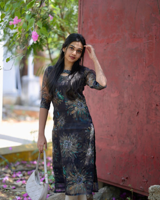 Sadbhav Women Printed A-line Kurta(Black)