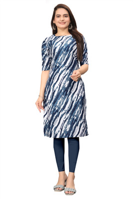 RANGRASIYA CORPORATION Women Printed Straight Kurta(Blue)