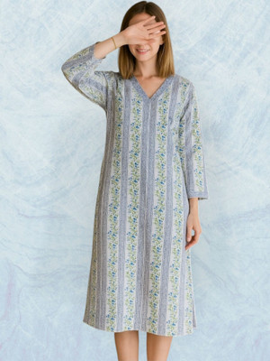 HouseOfCommon Women Self Design A-line Kurta(Blue, Multicolor)