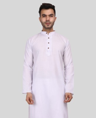 LABELZERO Men Self Design A-line Kurta(White)