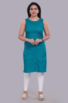 Cotton Culture Women Solid Straight Kurta(Blue)