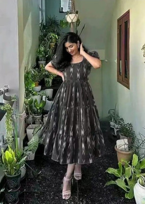 jaiambycreation Women Printed A-line Kurta(Grey, Black)