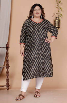 GYAPTI Women Printed Straight Kurta(Black)