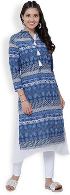 Vishudh Women Printed Straight Kurta(Multicolor)