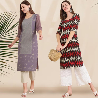 1 Stop Fashion Women Printed A-line Kurta(Multicolor)