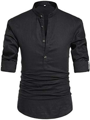 Ae Aahira Enterprise Men Solid Straight Kurta(Black)