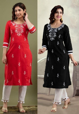 SISTO Women Embroidered A-line Kurta(Multicolor)