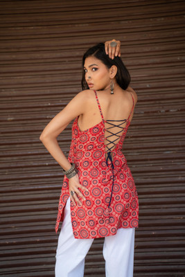 JYOTISHA Women Printed Straight Kurta(Red)