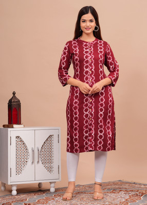 Samragyi Women Printed A-line Kurta(Maroon)
