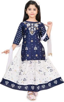 NEW BADSHA DRESSES Girls Casual Kurta and Skirt Set(Pink Pack of 1)