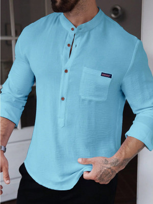 COMBRAIDED Men Solid Straight Kurta(White)
