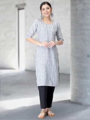 EthnicBasket Women Printed A-line Kurta(Blue)