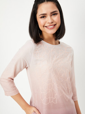 MAX Women Embroidered A-line Kurta(Purple)