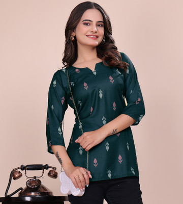 GLAM COUTURE Women Printed Straight Kurta(Black)