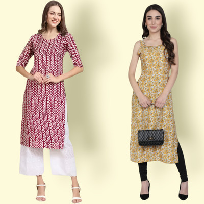 HouseOfCommon Women Printed Straight Kurta(Multicolor)