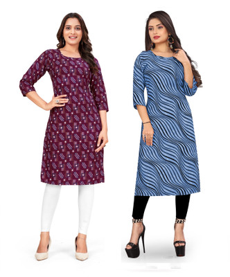 dharmanandan creation Women Printed Straight Kurta(Multicolor)