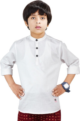 MADE IN THE SHADE Boys Printed Straight Kurta(White)