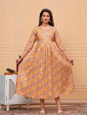 LAKDAS Women Floral Print Anarkali Kurta(Multicolor)