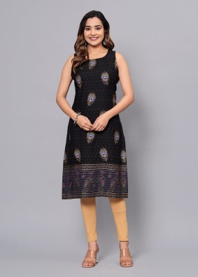 Majoka Creations Women Solid A-line Kurta(Black)