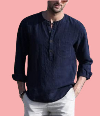 ZAKOD Men Solid Straight Kurta(Dark Blue)