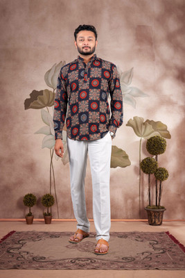 Varbandhan Men Block Print Straight Kurta(Multicolor)