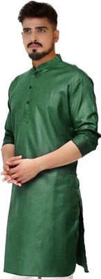 VINAARI Men Solid A-line Kurta(Green)