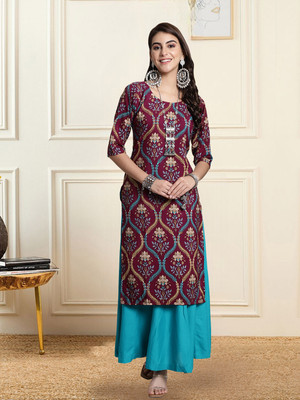 1 Stop Fashion Women Printed A-line Kurta(Maroon)