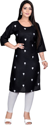 GOLDEN COLLECTION Women Embroidered Straight Kurta(Black)