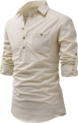 Vimal Star Men Solid Straight Kurta(Beige)