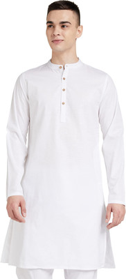 ALMORA Men Solid A-line Kurta(White)