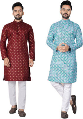DHASU TRENDZ Men Printed Straight Kurta(Multicolor)